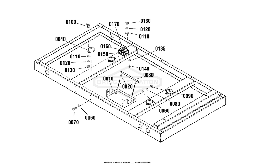 Base/Battery Group Diagram and Parts List for 080018-02  Briggs and Stratton Generator